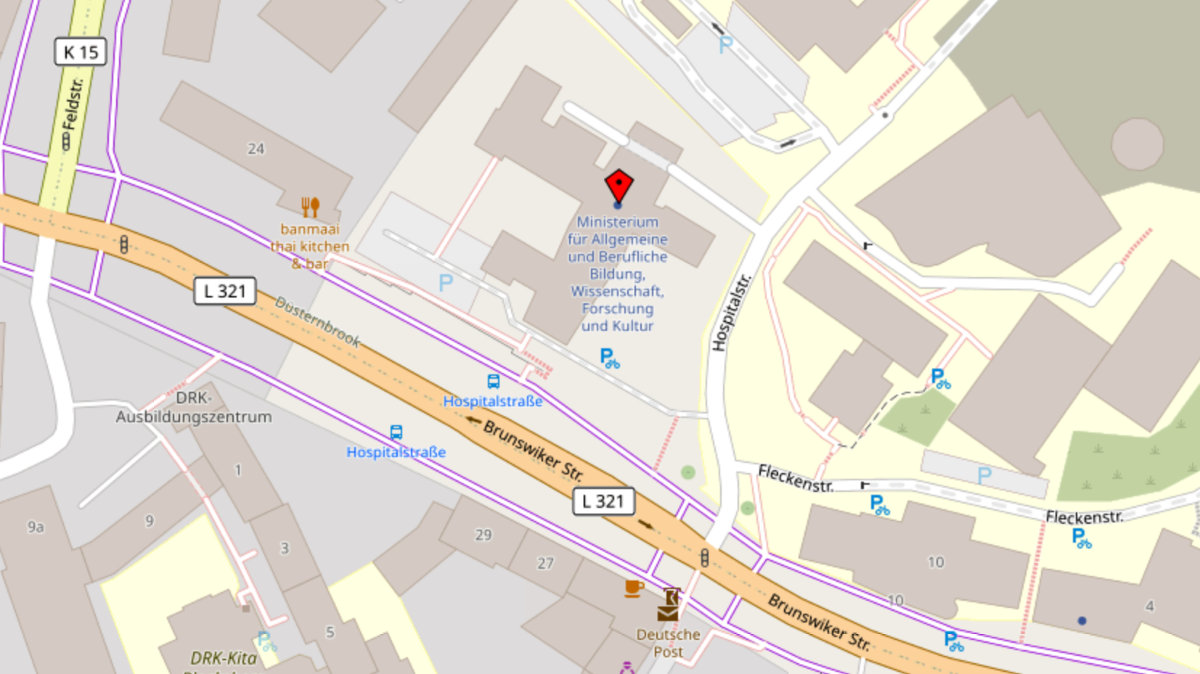 Karte Bildungsministerium: Büro Kiel